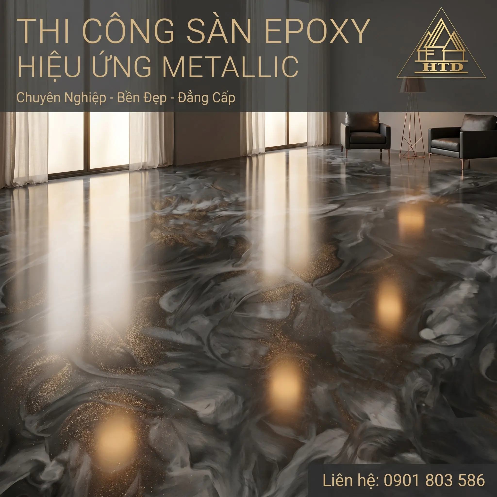 Thi Công Sàn Epoxy Hiệu Ứng Metallic