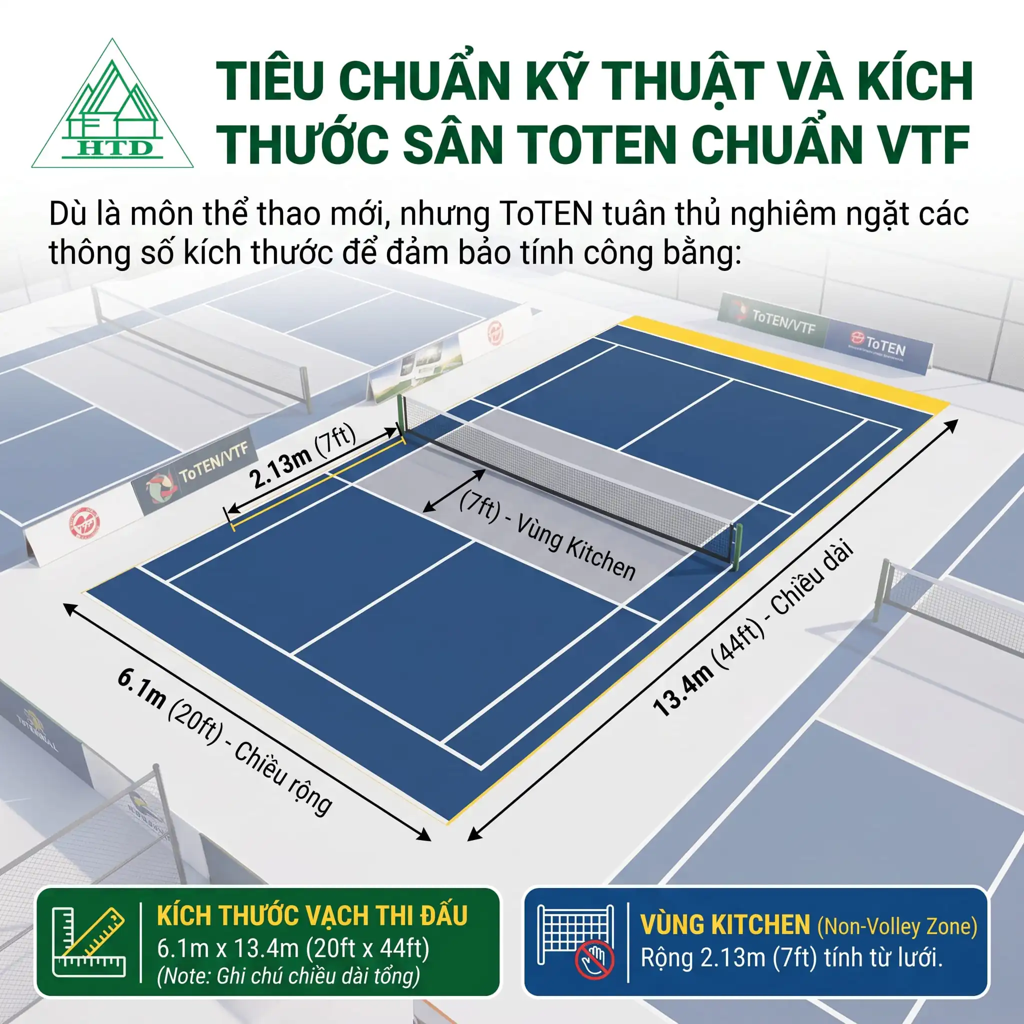 Thi Công Sơn Sân ToTEN Chuẩn Quốc Tế: Quy Trình & Báo Giá 7 kích thước sân ToTEN chuẩn VTF